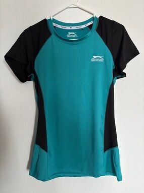 Slazenger Teal and Black Performance Short Sleeve Tee